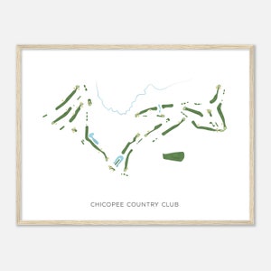 Chicopee Country Club, Massachusetts - Modern Watercolor Map | Golfer Gift, Golf Wall Art, Golf Poster Print, Course Layout