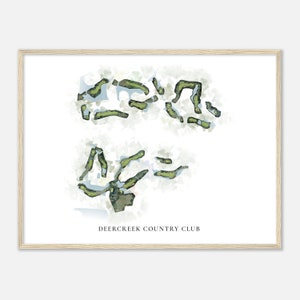 Deercreek Country Club, Florida - Klassieke aquarelkaart | Golfer cadeau, golf kunst aan de muur, golf poster print, baanindeling