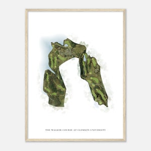 Der Walker-Course an der Clemson Universität, South Carolina - Klassische Aquarell-Karte | Golfer Geschenk, Golf Wandkunst, Golf Poster Druck