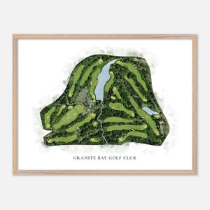 Granite Bay Golf Club in Granite Bay, Kalifornien - Klassische Aquarell Karte | Golfer Geschenk, Golf Wandkunst, Golf Poster Druck, Platz Layout