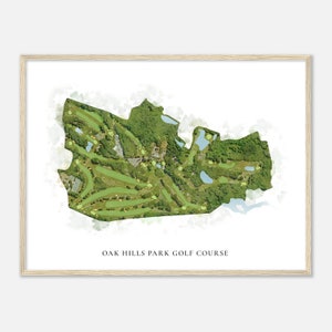 Oak Hills Park Golf Course, Connecticut - Classic Watercolor Map | Golfer Gift, Golf Wall Art, Golf Poster Print, Course Layout