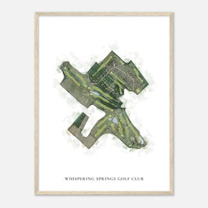 Whispering Springs Golf Club, Wisconsin - Carte aquarelle classique | Cadeau golfeur, oeuvre d'art murale de golf, impression d'affiche de golf, aménagement du parcours
