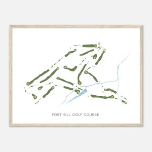 Fort Sill Golf Club, Oklahoma - Moderne Aquarell Landkarte | Golfer Geschenk, Golf Wandkunst, Golf Poster Druck, Platz Layout