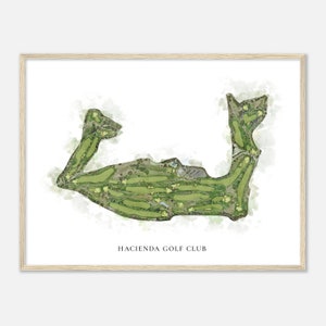 Hacienda Golf Club, California - Classic Watercolor Map | Golfer Gift, Golf Wall Art, Golf Poster Print, Course Layout