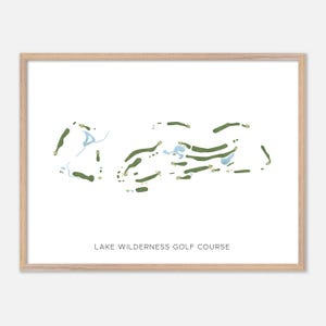 Lake Wilderness-golfbaan in Maple Valley, Washington: moderne aquarelkaart | Golfcadeau, golfmuurkunst, golfposterprint