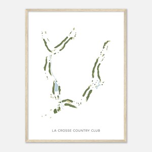 La Crosse Country Club, Wisconsin - Mappa acquerello moderna / Regalo per golfisti, Arte da parete per golf, Stampa poster di golf, Layout del campo
