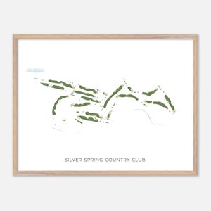 Silver Spring Country Club in Ridgefield, Conneticut - Moderne Aquarell Landkarte | Golfer Geschenk, Golf Wandkunst, Golf Poster Druck, Platz Layout
