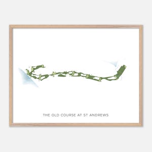 The Old Course at St Andrews à Saint Andrews, Ecosse - Carte aquarelle moderne | Cadeau de golfeur, oeuvre d'art murale de golf, impression d'affiche de golf