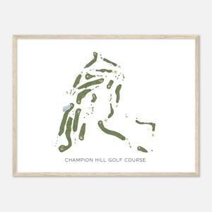 Champion Hill Golf Course, Michigan - Moderne aquarelkaart | Golfer cadeau, golf kunst aan de muur, golf poster print, baanindeling