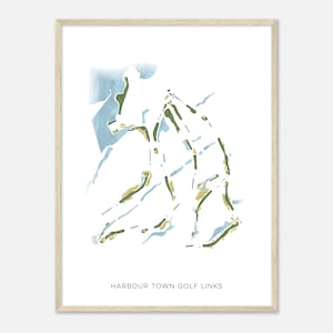 Harbor Town Golf Links, Carolina del Sur - Mapa moderno de acuarela / Regalo de golfista, Arte de pared de golf, Impresión de carteles de golf, Diseño del campo