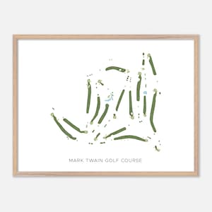Parcours de golf Mark Twain à Elmira, New York - Carte aquarelle moderne | Cadeau golfeur, oeuvre d'art murale de golf, impression d'affiche de golf, aménagement du parcours