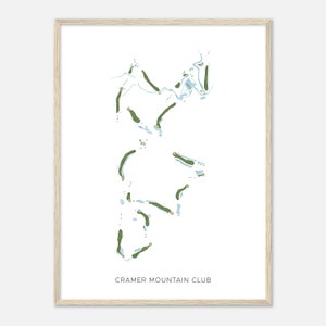 Cramer Mountain Club, North Carolina - moderne aquarelkaart | Golfer cadeau, golf kunst aan de muur, golf poster print, baanindeling