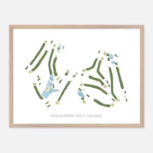 Parcours de golf Ponderosa à Hookstown, Pennsylvanie - Carte aquarelle moderne | Cadeau golfeur, oeuvre d'art murale de golf, impression d'affiche de golf, aménagement du parcours