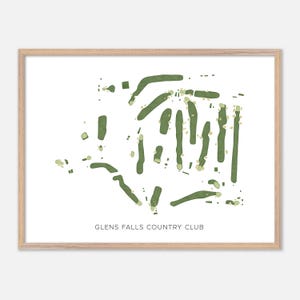 Glens Falls Country Club à Queensbury, New York - Carte aquarelle moderne | Cadeau golfeur, oeuvre d'art murale de golf, impression d'affiche de golf, aménagement du parcours