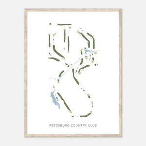 Reedsburg Country Club, Wisconsin - Modern Watercolor Map | Golfer Gift, Golf Wall Art, Golf Poster Print, Course Layout