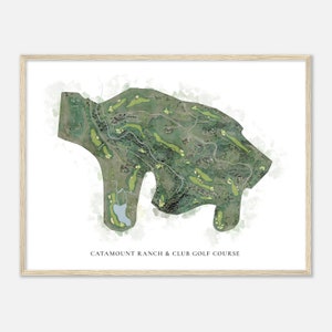 Catamount Ranch & Club Golf Course, Colorado - Mappa classica ad acquerello / Regalo per golfisti, Arte da parete per golf, Stampa poster di golf, Layout del campo