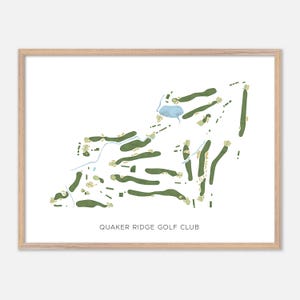 Quaker Ridge Golf Club à Scarsdale, New York - Carte aquarelle moderne | Cadeau golfeur, oeuvre d'art murale de golf, impression d'affiche de golf, aménagement du parcours