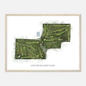 Las Vegas Golf Club, Nevada - Klassische Aquarell Karte | Golfer Geschenk, Golf Wandkunst, Golf Poster Druck, Platz Layout