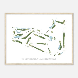 Der Nordkurs im Abilene Country Club, Texas - Moderne Aquarell Landkarte | Golfer Geschenk, Golf Wandkunst, Golf Poster Druck, Platz Layout