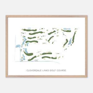 Cloverdale Links Golf Course à , Canada - Carte aquarelle moderne | Cadeau golfeur, oeuvre d'art murale de golf, impression d'affiche de golf, aménagement du parcours