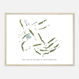 Der Burgplatz in Nord Bay, Wisconsin - Moderne Aquarell Landkarte | Golfer Geschenk, Golf Wandkunst, Golf Poster Druck, Platz Layout