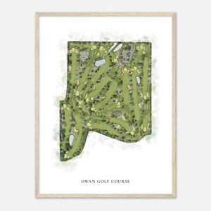 Dwan Golf Course, Minnesota - Classic Watercolor Map | Golfer Gift, Golf Wall Art, Golf Poster Print, Course Layout
