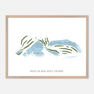 Rock Island-golfbaan in Rock Island, Washington: moderne aquarelkaart | Golfcadeau, golfmuurkunst, golfposterprint, baanindeling