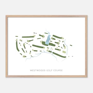 Westwoods Golf Course in Farmington, Connecticut - Modern Watercolor Map | Golfer Gift, Golf Wall Art, Golf Poster Print, Course Layout