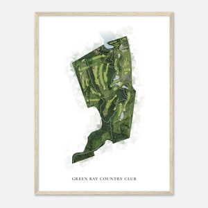 Green Bay Country Club, Wisconsin - Klassische Aquarell Landkarte | Golfer Geschenk, Golf Wandkunst, Golf Poster Druck, Platz Layout