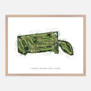 Candia Woods Golf Links in Candia, New Hampshire: klassieke aquarelkaart | Golfcadeau, golfmuurkunst, golfposterprint, baanindeling