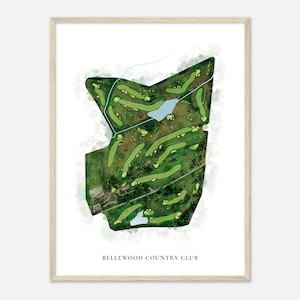 Bellewood Country Club, Pennsylvania - Mappa classica dell'acquerello / Regalo per golfisti, Arte da parete per il golf, Stampa di poster di golf, Layout del campo