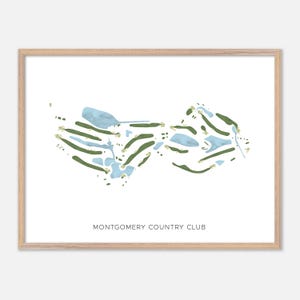Montgomery Country Club a Laytonsville, Maryland - Mappa moderna ad acquerello / Regalo per golfisti, Arte murale per golf, Stampa poster per golf, Layout del campo