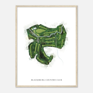 Blacksburg Country Club, Virginia - Klassische Aquarell Karte | Golfer Geschenk, Golf Wandkunst, Golf Poster Druck, Platz Layout