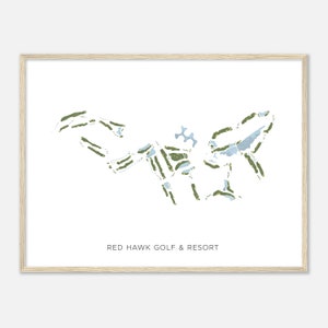 Red Hawk Golf & Resort, Nevada - Moderne Aquarell Landkarte | Golfer Geschenk, Golf Wandkunst, Golf Poster Druck, Platz Layout