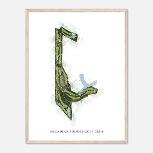 Arcadian Shores Golf Club, South Carolina - Klassieke aquarelkaart | Golfer cadeau, golf kunst aan de muur, golf poster print, baanindeling