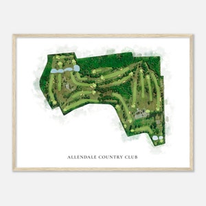 Allendale Country Club, Massachusetts - Klassische Aquarell Landkarte | Golfer Geschenk, Golf Wandkunst, Golf Poster Druck, Platz Layout