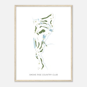 Smoke Rise Country Club, Georgia - Moderne aquarelkaart | Golfer cadeau, golf kunst aan de muur, golf poster print, baanindeling