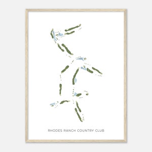 Rhodes Ranch Country Club, Nevada - Moderne aquarelkaart | Golfer cadeau, golf kunst aan de muur, golf poster print, baanindeling