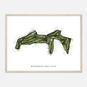 Westridge Golf Club, California - Classic Watercolor Map | Golfer Gift, Golf Wall Art, Golf Poster Print, Course Layout