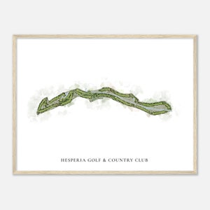Hesperia Golf & Country Club, California - Classic Watercolor Map | Golfer Gift, Golf Wall Art, Golf Poster Print, Course Layout