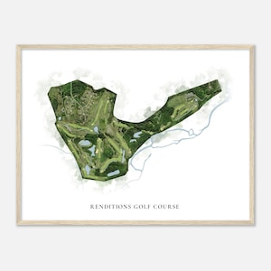 Renditions Golf Platz, Maryland - Klassische Aquarell Karte | Golfer Geschenk, Golf Wandkunst, Golf Poster Druck, Platz Layout