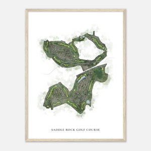 Parcours de golf de Saddle Rock, Colorado - Carte aquarelle classique | Cadeau golfeur, oeuvre d'art murale de golf, impression d'affiche de golf, aménagement du parcours