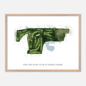 Der Leelanau Club bei Bahle Farmen in Suttons Bay, MI - Klassische Aquarell Karte | Golfer Geschenk, Golf Wandkunst, Golf Poster Druck