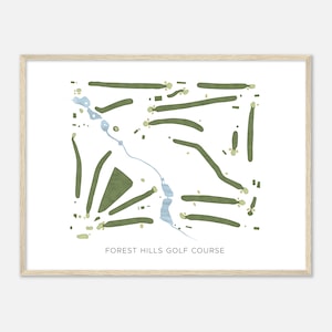 Forest Hills Golf Club, Oregon - Moderne Aquarell Landkarte | Golfer Geschenk, Golf Wandkunst, Golf Poster Druck, Platz Layout