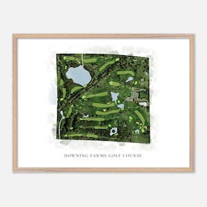 Downing Farms Golf Platz in Northville, Jersey - Klassische Aquarell Karte | Golfer Geschenk, Golf Wandkunst, Golf Poster Druck, Platz Layout