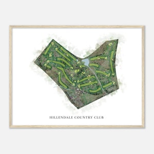 Hillendale Country Club, Maryland - Classic Watercolor Map | Golfer Gift, Golf Wall Art, Golf Poster Print, Course Layout