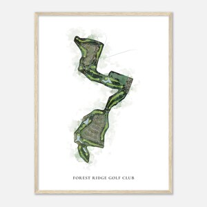 Forest Ridge Golf Club, Oklahoma - Klassische Aquarell Karte | Golfer Geschenk, Golf Wandkunst, Golf Poster Druck, Platz Layout