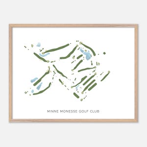 Minne Monesse Golf Club in Grant Park, Illinois - Moderne Aquarell Landkarte | Golfer Geschenk, Golf Wandkunst, Golf Poster Druck, Platz Layout