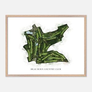 Brae Burn Country Club a West Newton, Massachusetts - Mappa classica ad acquerello / Regalo per golfisti, Arte murale per golf, Stampa poster per golf, Layout del campo