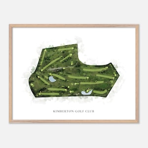 Club de golf de Kimberton à Phoenixville, Pennsylvanie - Carte aquarellée classique | Cadeau golfeur, oeuvre d'art murale de golf, impression d'affiche de golf, aménagement du parcours